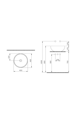 Bocchi Venezia Çanak Lavabo 45 CM Parlak Siyah 1119-005-0125