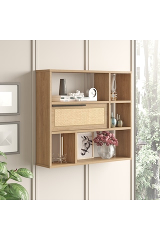 Robin Home Lidya Duvar Rafı Kitaplık Kapaklı Uv Baskı Sepet-jüt D