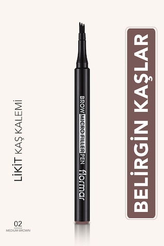 Flormar Brow Micro Filler Fırça Uçlu Likit Kaş Kalemi 002 Medium Brown