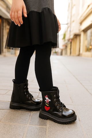 Ortopedik Bağcıklı Fermuarlı Kız Çocuk Bot Ayakkabı Siyah Kız Çocuk Bot Siyah