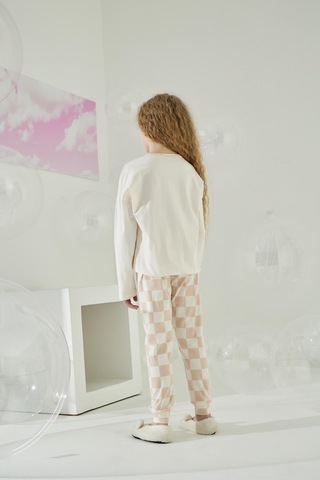 Kız Çocuk Uzun Kol Krem Pijama Takımı C8t5n6o6 001