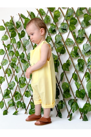 Miababy Nakışlı Yazlık Efil Tulum sarı