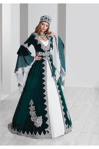 Ceyyiz Bindallı Kına Elbisesi 5 Parça 20-123 Yeşil