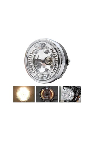 Aubyhe 8 İnç Motor Süspansiyeli Gündüz Farı, Retro Stili Led Ve Halojen Işık Kaynağı, Yüksek/düşük Far Seçeneği İle Yol Görüşünü Artırır