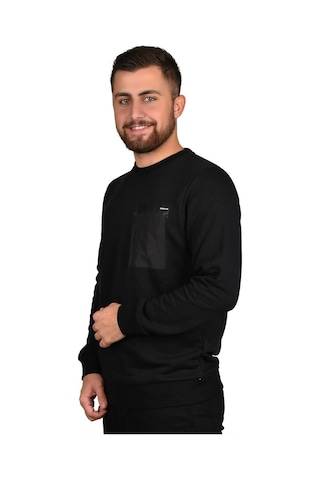 Manta 5323 Cep Baskılı Sweatshirt-25663-siyah Siyah