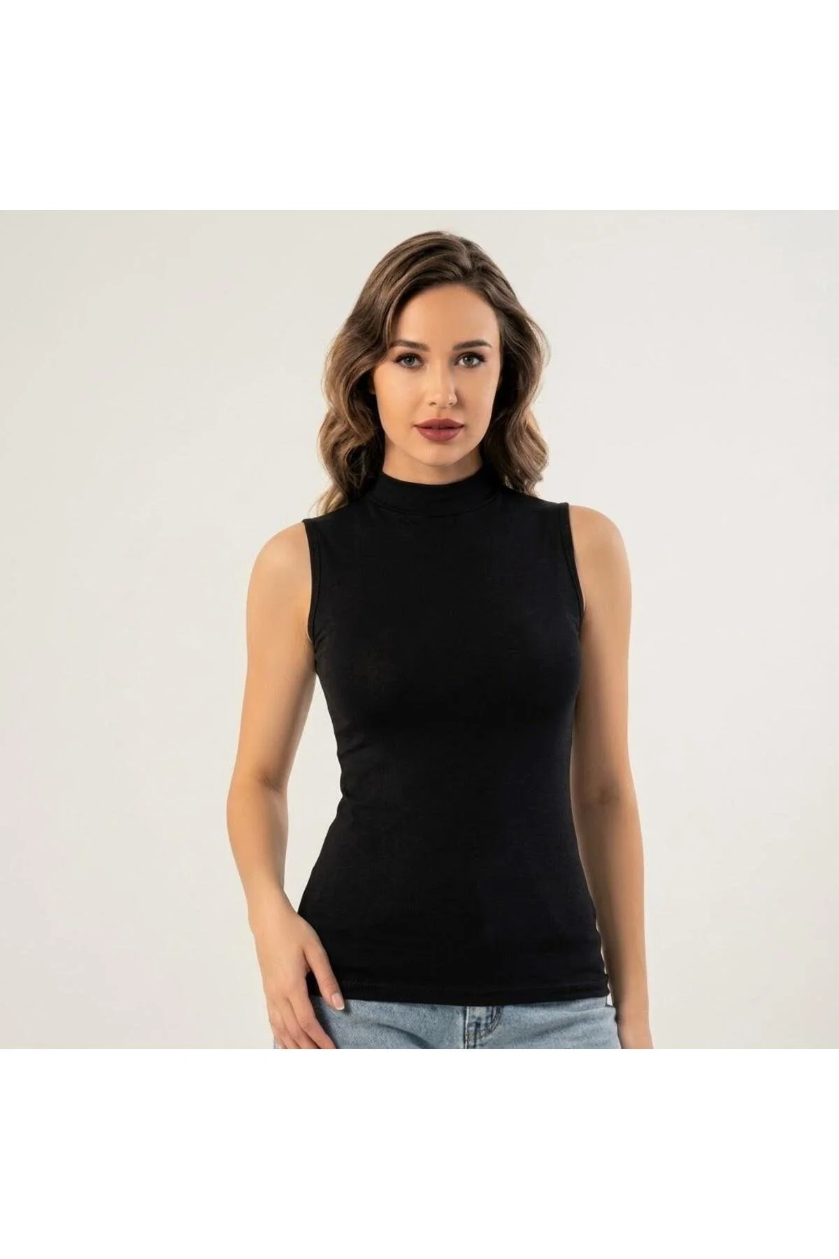Perafit Kadın 2'li Paket Balıkçı Yaka Kolsuz Pamuklu Likralı Body Seti Siyah Beyaz Esnek Rahat Çıtçıtlı Badi Şık Düz Basic Çok Renkli