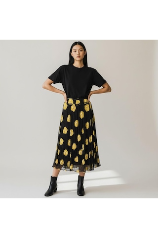 Şifon Beli Lastikli Etek 95 Cm - 38-50 Sarı