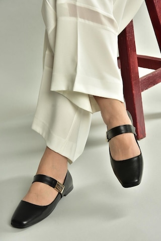 Fox Shoes U726454509 Siyah Kadın Babet Siyah-suni Deri