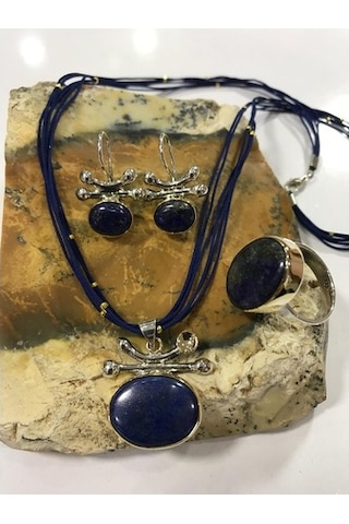Lapis Lazuli Taşlı Gümüş Set 925 Ayar