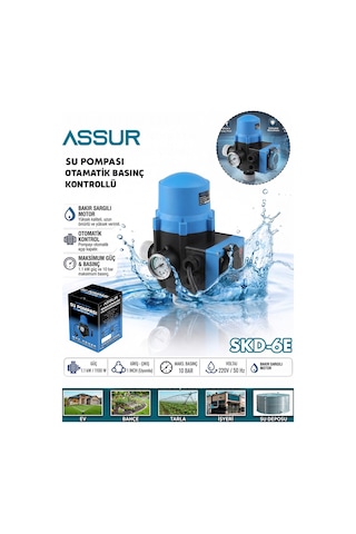 Assur 220v Skd-6e 1.1kw 10 Bar Su Pompası Otomatik Basınç Kontrol Cihazı-3151