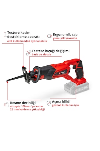 Einhell TE-AP 18/22 Li, Akülü Kılıç Testere Seti (2,5 Ah Akü ve Şarj Cihazı Dahildir)