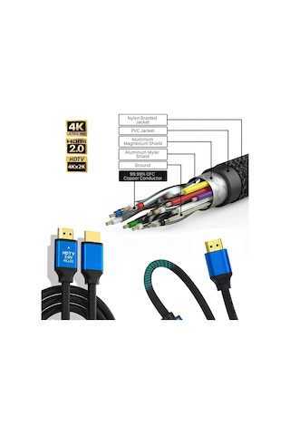 Hdmi Kablo 2.0v Hdtv 4k 60hz 10mt Poke Pk-6854