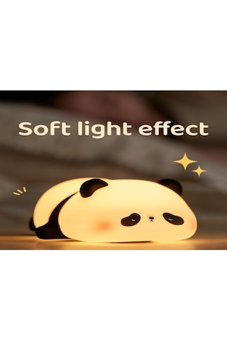 Yifomall Panda Silikon Gece Lambası Çocuk Odası Işıldak Usb Usb Uyku Yardımcı Dekoratif Alet Çok Renkli