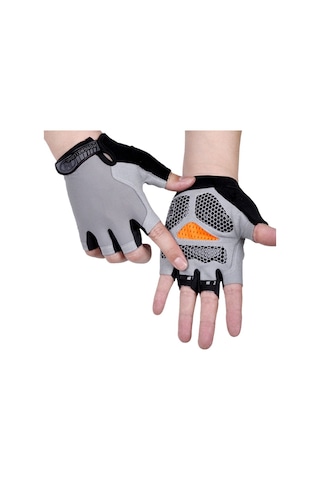 Happychildhood Spor Yarı Parmaklı Eldivenler Erkekler Ve Kadınlar Açık Havada Bisiklet Sürmek Gri