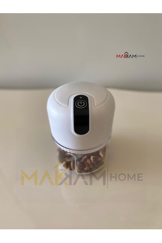 Makkam Home / 3 Bıçaklı Şarjlı Mini Doğrayıcı, Pratik Rondo, Kablosuz Mutfak Robotu, Şarjlı El Rondosu Beyaz Diğer