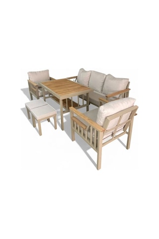 Sole Balkon Takımı, Cappuccino Bahçe Takımı 5+1 Masa 70x110 3lü Koltuk 70x180 Tekli Koltuk 70x70