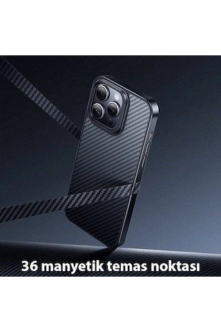 Hoco Apple iPhone Uyumlu iPhone 15 Pro As7 Kevlar Kılıf Manyetik Magsafeli Telefon Kılıfı- 5775 Siyah
