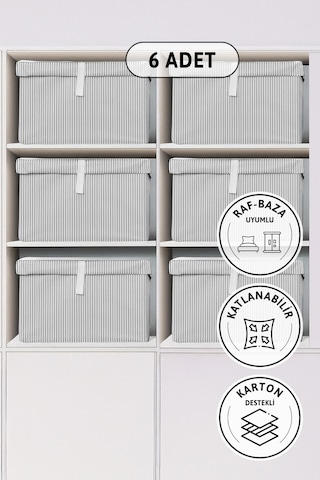 Kapaklı Mega Plus 6'lı Hurç 70x40x30 - Gri Gri