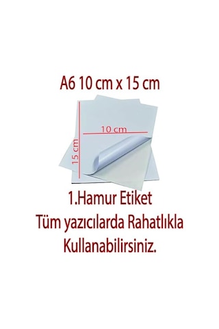 Laser Uyumlu Güçlü Yapışkanlı 10x15cm A6 Etiket Kağıdı Mat Yüzeyli 120gsm 100 Yaprak Diğer
