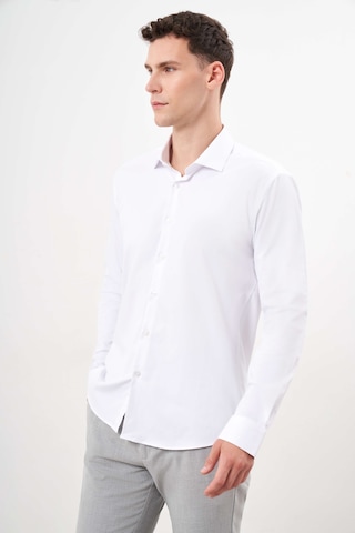 Morven Erkek Beyaz Basic Düz Desen İtalyan Yaka Slim Fit Gömlek 25mc004001600 Beyaz Beyaz