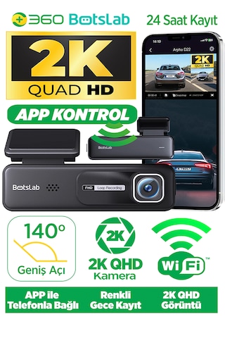 360+ Botslab HK30 Pro 2K QHD WiFi 140° Geniş Açı Gece Görüşlü Akıllı Araç İçi Kamera