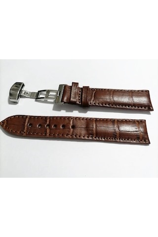 Fado &hertür Saate &uygun Kelebek Toka 22 Mm Kahve Kordon 184 Gumuş Toka Kahverengi