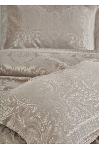 Dantela Hazel Şönilli Jakarlı Yatak Örtüsü Vizon Vizon