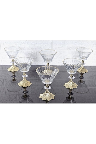 Paşabahçe Serisi Vanıllıa Kase & Magnolıa Kase & Dondurmalık & Şekerlik Semerkand Gold Döküm Ayaklı Naturel