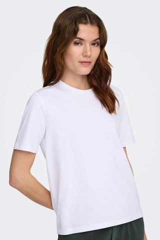 Only Onlfreja Luxe Kadın Tişört Kısa Kollu Beyaz