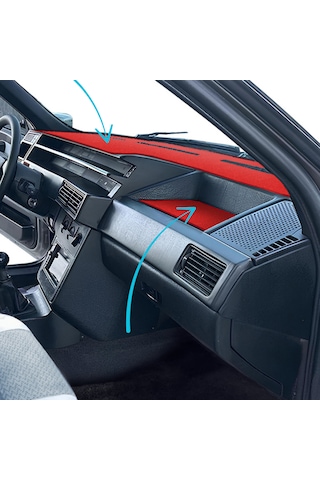 Fiat Tipo Tempra Nakışlı Kırmızı Torpido Kaplama Koruma Halısı Örtüsü