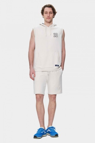 Ucla Hewıtt Kemik Rengi Nakışlı Sıfır Kol Sweatshırt Oversize Erkek Sweatshirt Kemik Rengi Kemik