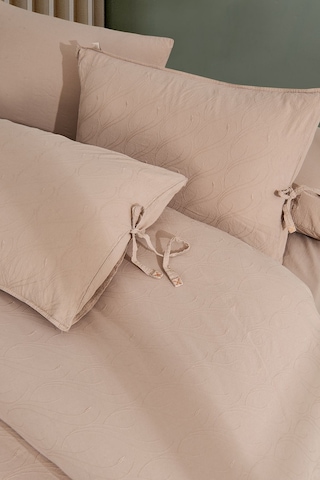 Dante Nakışlı %100 Pamuk Natürel Çift Kişilik Nevresim Takımı Pudra Pudra