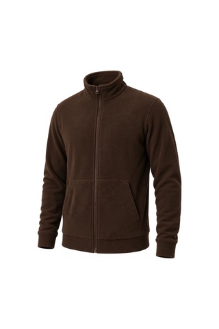 Givoria Erkek Kışlık Fermuarlı Cepli Polar Hırka Outdoor Kahverengi Kahverengi