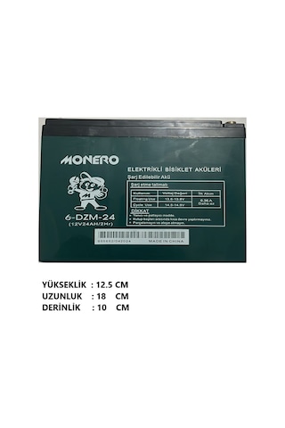 Hsgl Elektrikli Bisiklet Şarj Edilebilir Jelli Akü Batarya12v 24ah /2hr 6-dzm-24 Monero Diğer