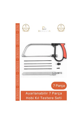 Testere Ahşap Mdf Sunta Cam Kesme Desen Verme Hassas Metal Saplı 7 Parça Hobi Kıl Testere Seti