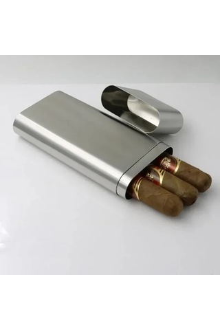 Elmpaly Brushed 2si1 Puro Kılıfı Ve Seyyar İçki Matarası Taşınabilir Cigar Humidor