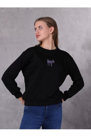 Farm Animals Nakış Detaylı Kadın Sweat Kazak 001