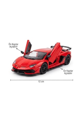 Hobbiez Lisanslı Lamborghini Aventador Kapıları Açılabilir Model Diecast 1.36 Ölçek Metal Model Araç Kırmızı