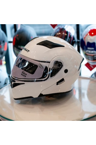 Rs2 902-1 Çene Açılır Motosiklet Kaskı Beyaz Renkli