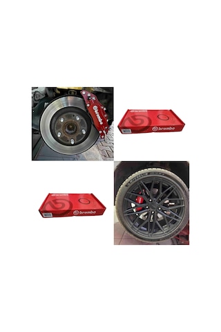 Brembo Metal Fren Kaliper Kapağı Kabartma Yazılı Jant Braketi 2li Set Kırmızı
