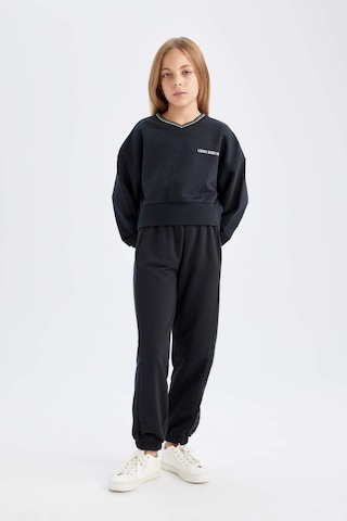 Defacto Kız Çocuk 2'li Takım Baskılı Bisiklet Yaka Sweatshirt Beli Lastikli Jogger Eşofman Altı D4054A824WNBK26 Siyah