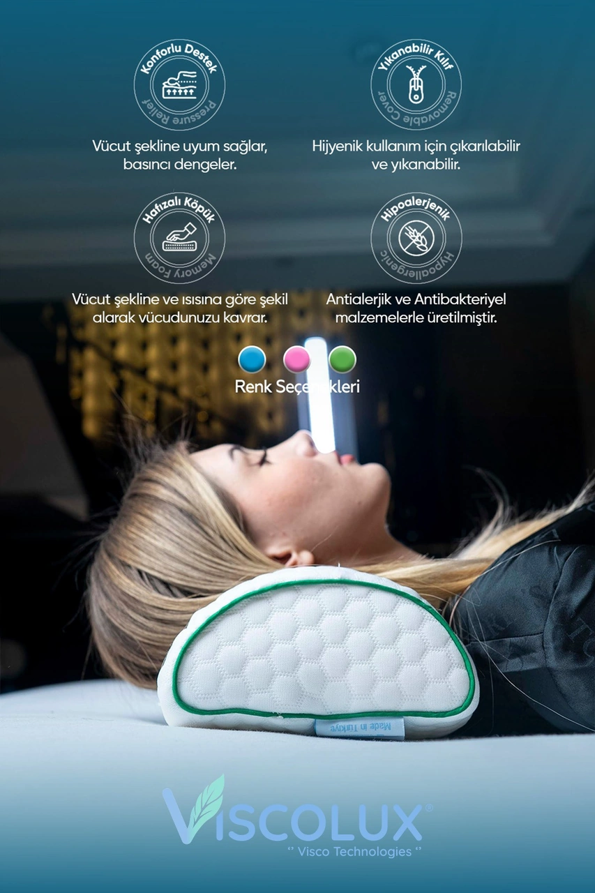 Çok Amaçlı Ortopedik Visco Yastık - Horlama Yastığı Hamile Yastığı 42x18x9 Yeşil