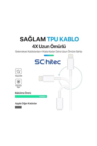 Schitec 3 Paket 6a 100w Type-c To Lightning Hızlı Data Ve Şarj Kablosu 1 Metre/ 2 Metre / 3 Metre Beyaz Sx112131 - Schitecsx1121313p