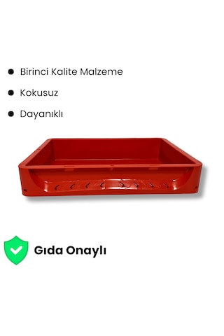 Alpbx Gıdaya Uygun Kırmızı Hamur Pasası 40x30x7.5 CM - 7 L