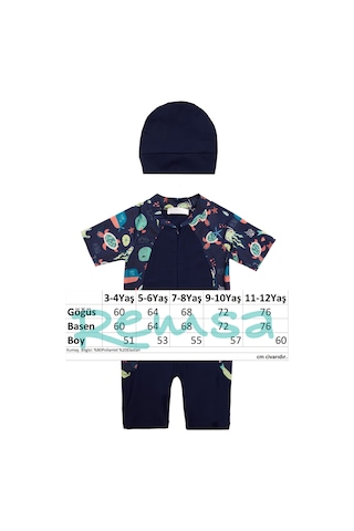 Uv Korumalı Kısa Kollu Tulum Bebek Çocuk Yüzücü Mayo 1910 Koyu Lacivert Koyu Lacivert