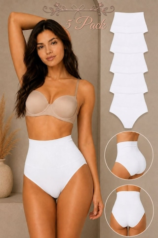 Fit Women Kadın Yüksek Bel Esnek 5 Li Külot Beyaz