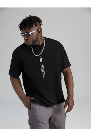 Altamira Erkek Göğüs Dikey Baskılı Oversize T-shirt 001