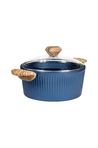 Febern Premium Bio Granit Alüminyum Döküm Nisch Tencere Seti Klasik Mavi-siyah Kulp