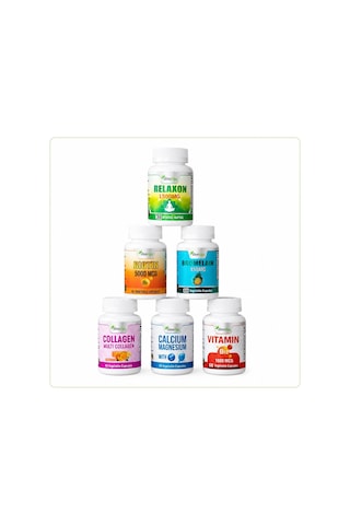 İlim B12 + Biotin + Bromelain + Calcium + Collagen Magnesium 5 x 60 Kapsül + Relaxon 30 Bitkisel Kapsül