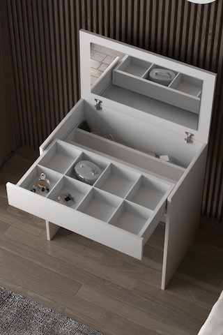 Mina Aynalı Çekmeceli Gizli Bölmeli Makyaj Masası Çalışma Masası